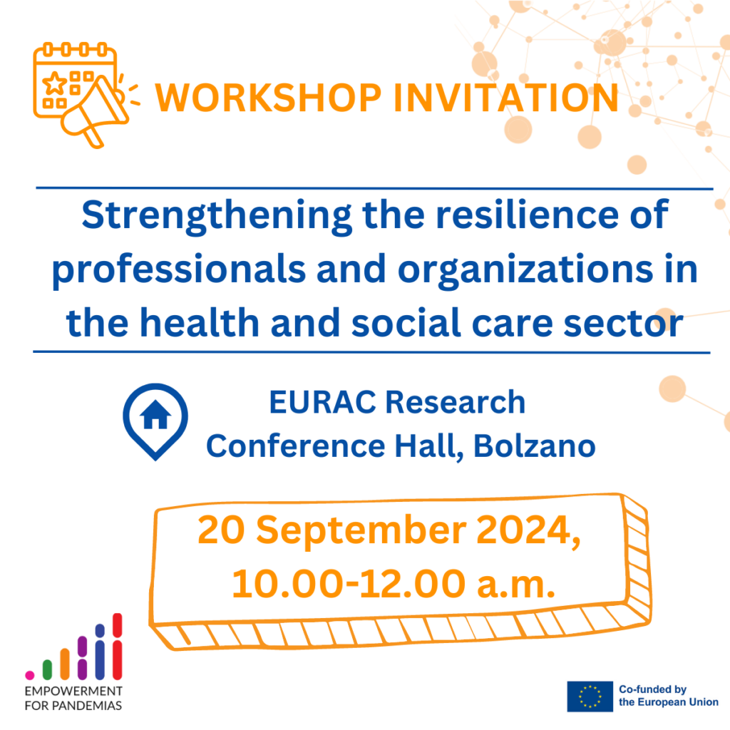 Workshop Invitation “Strengthening the resilience of professionals and organizations in the health and social care sector” in Bolzano, Italy