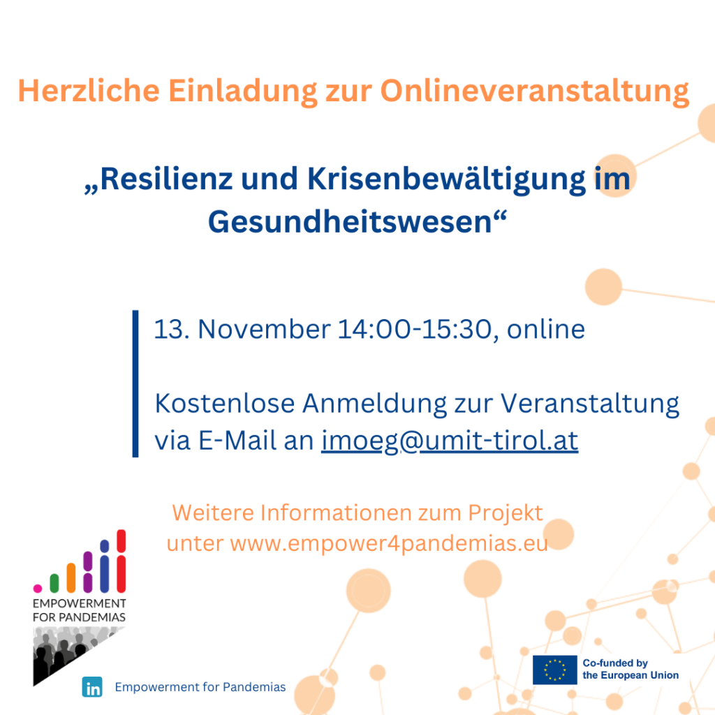 Onlineveranstaltung „Resilienz und Krisenbewältigung im Gesundheitswesen“ am 13.11.2024